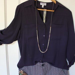 Dark Purple Portofino Shirt by Express